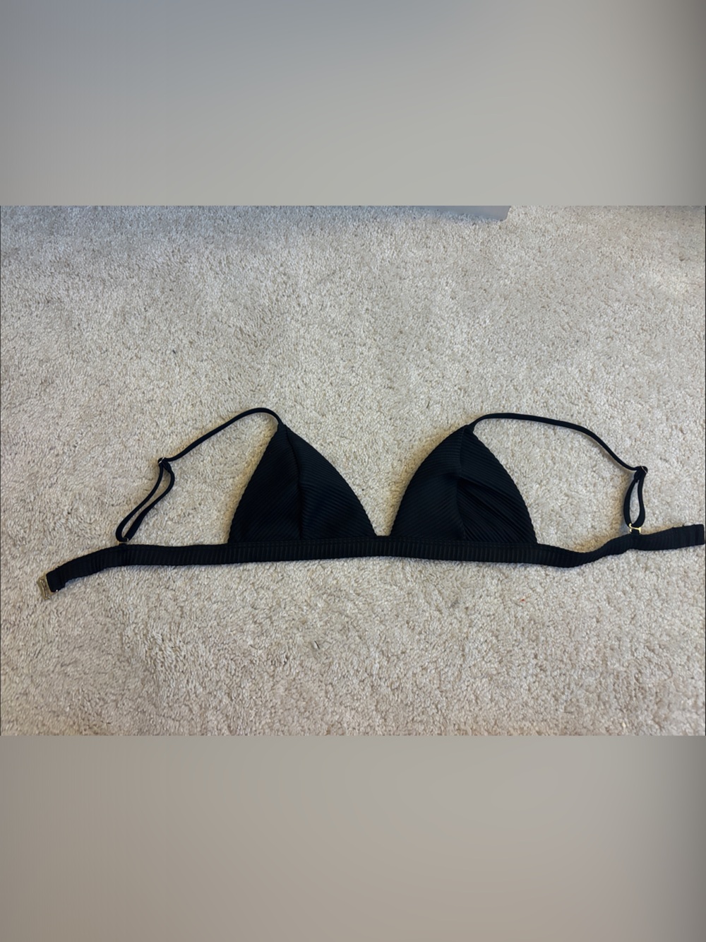 Women’s Hollister Black Ribbed Triangle Bikini Top - Women Swim
